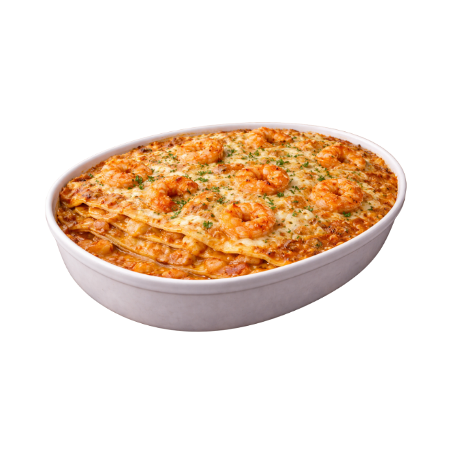 Lasanha de Camarão 4 Queijos / Shrimp Four-Cheese Lasagna